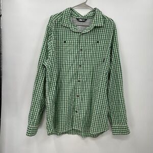 The North Face Mens XL Green Gingham Plaid Long Sleeve‎ Button Up Shirt